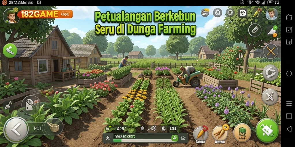 Screenshot gameplay 182GAME menampilkan momen seru bertani di lahan yang subur.