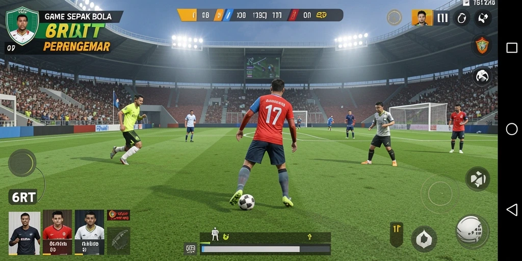 Tampilan gameplay menarik dari 6RT dengan aksi sepak bola yang mendebarkan.