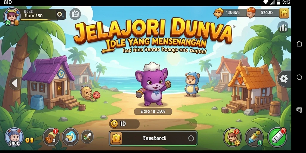 Screenshot gameplay 8ID dengan karakter yang mengumpulkan sumber daya.