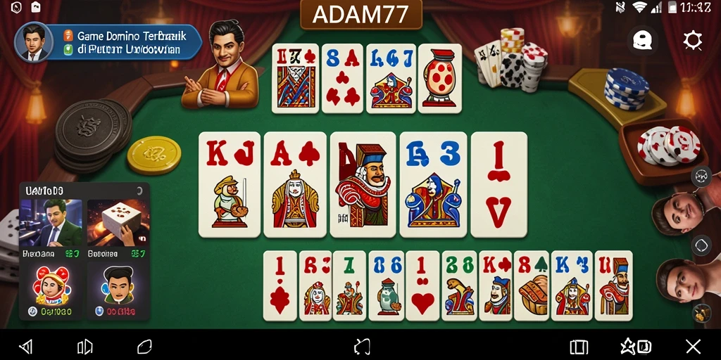Screenshot gameplay ADAM77 dengan suasana permainan Domino yang seru.