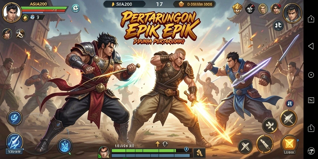 Screenshot dari gameplay ASIA200 yang menunjukkan pertarungan epik!