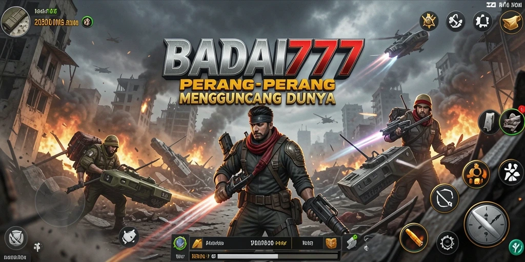 Screenshot gameplay BADAI777 menunjukkan pertarungan seru dan karakter epik.