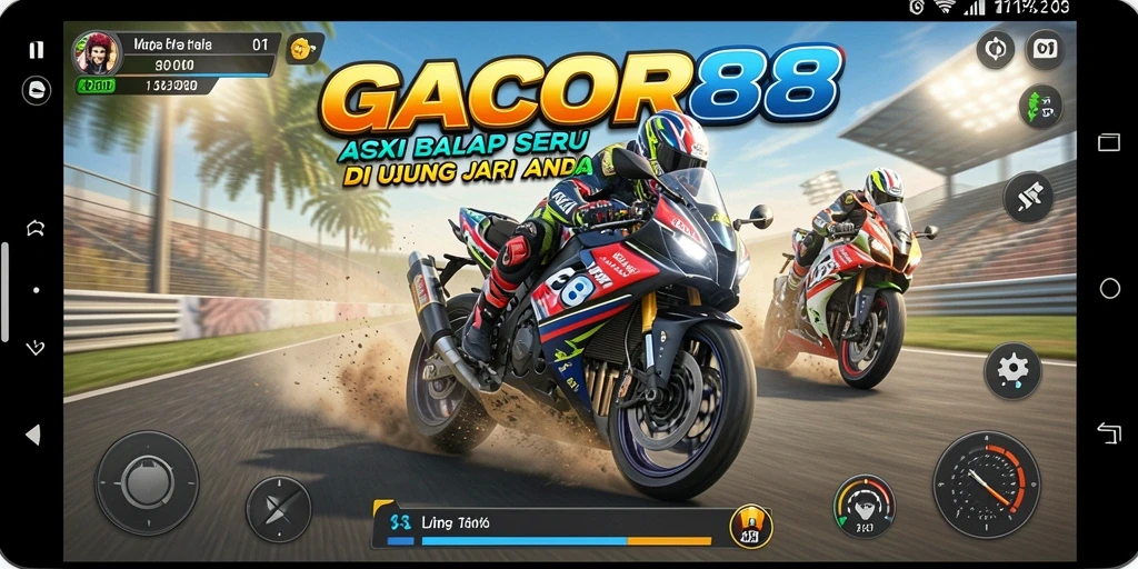 Gameplay GACOR88 yang penuh aksi dan ketegangan balap motor.