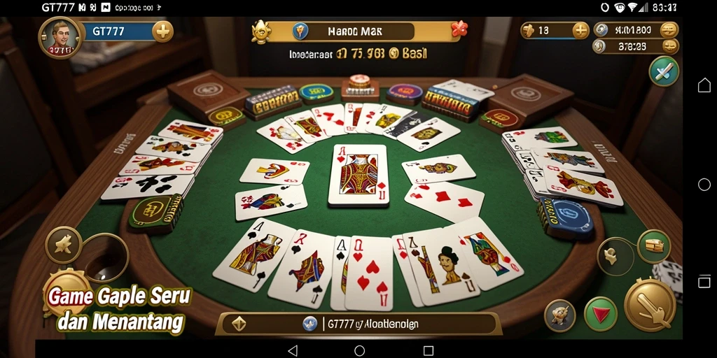 Screenshot gameplay GT777 menunjukkan suasana bermain Gaple yang seru.