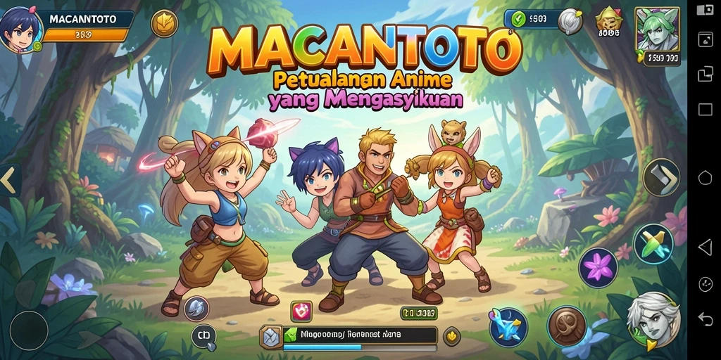 Tampilan gameplay <strong>MACANTOTO</strong> yang penuh warna dan dinamis.