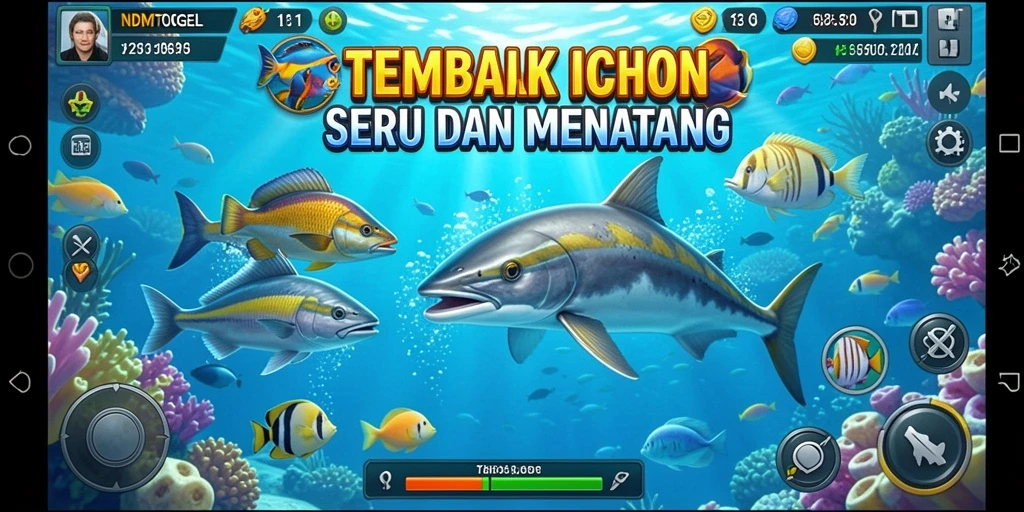 Screenshot gameplay NDMTOGEL yang menampilkan aksi seru menembak ikan.