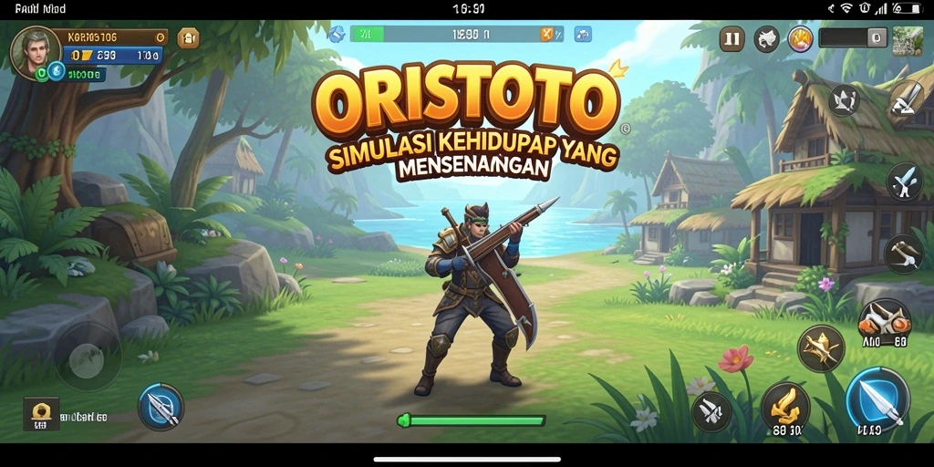 Tangkapan layar utama ORISTOTO menunjukkan gameplay simulasi yang menarik.