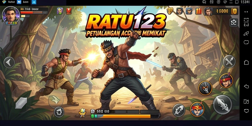 Screenshot permainan RATU123 menampilkan aksi mendebarkan di medan tempur.