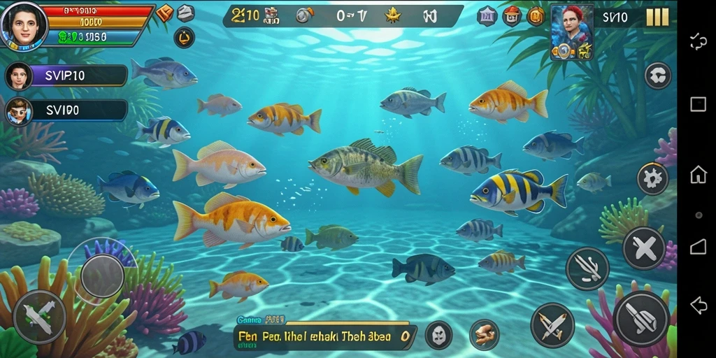 Tampilan gameplay SVIP10 menampilkan aksi menembak ikan yang seru