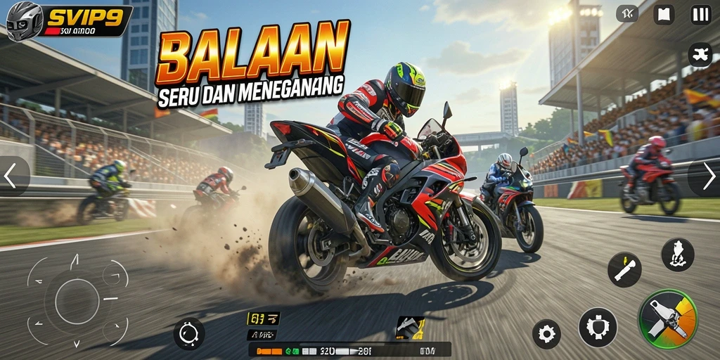 Menampilkan aksi balapan motor yang mendebarkan dan grafis menawan.