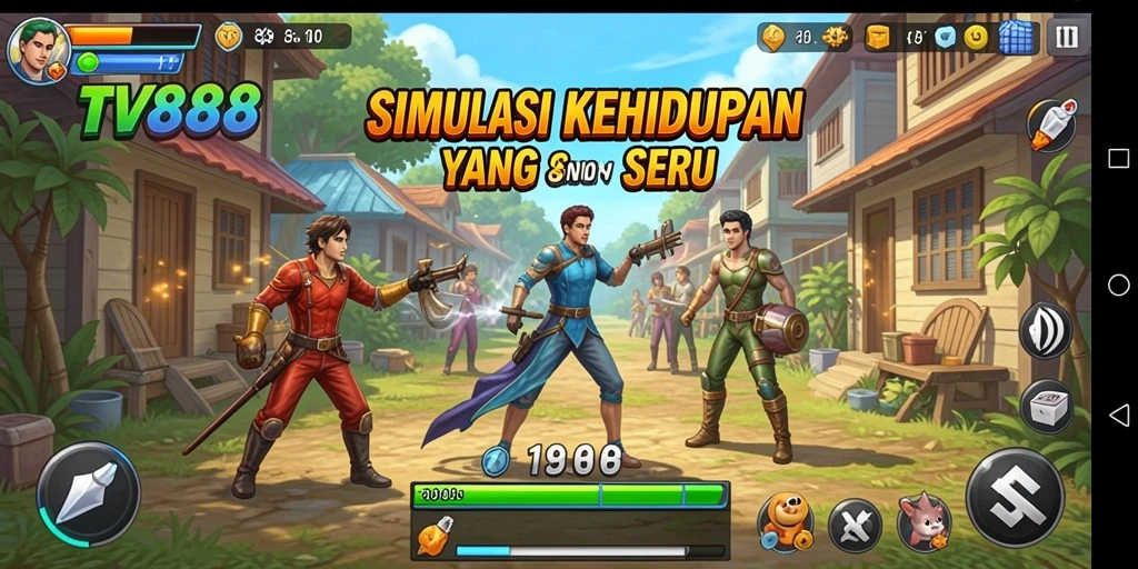 Tampilan gameplay seru dan interaksi sosial dalam TV888.