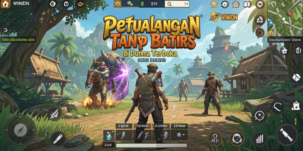 Screenshot gameplay <strong>WINIDN</strong> menunjukkan dunia terbuka yang luas dan beragam.